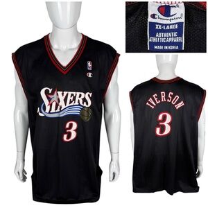 Allen Iverson #3 Philadelphia Sixers 76ers Champion Jersey Mens 52 Vintage Print
